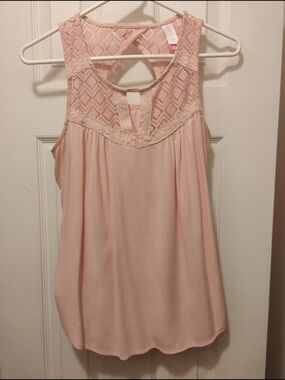 2/$13 Deals Med Blush Pink Lace Crochet Tank Top